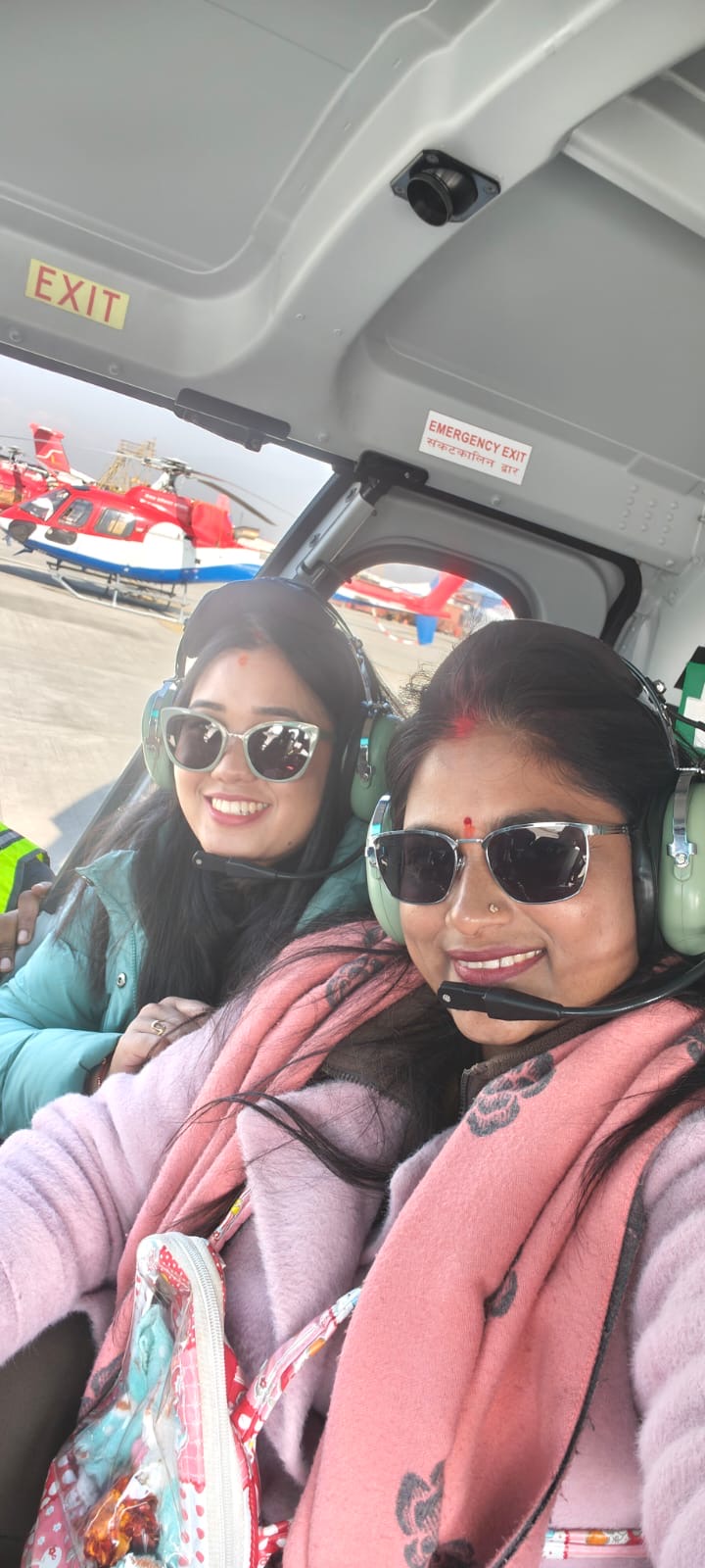 Clients on a helicopter tour