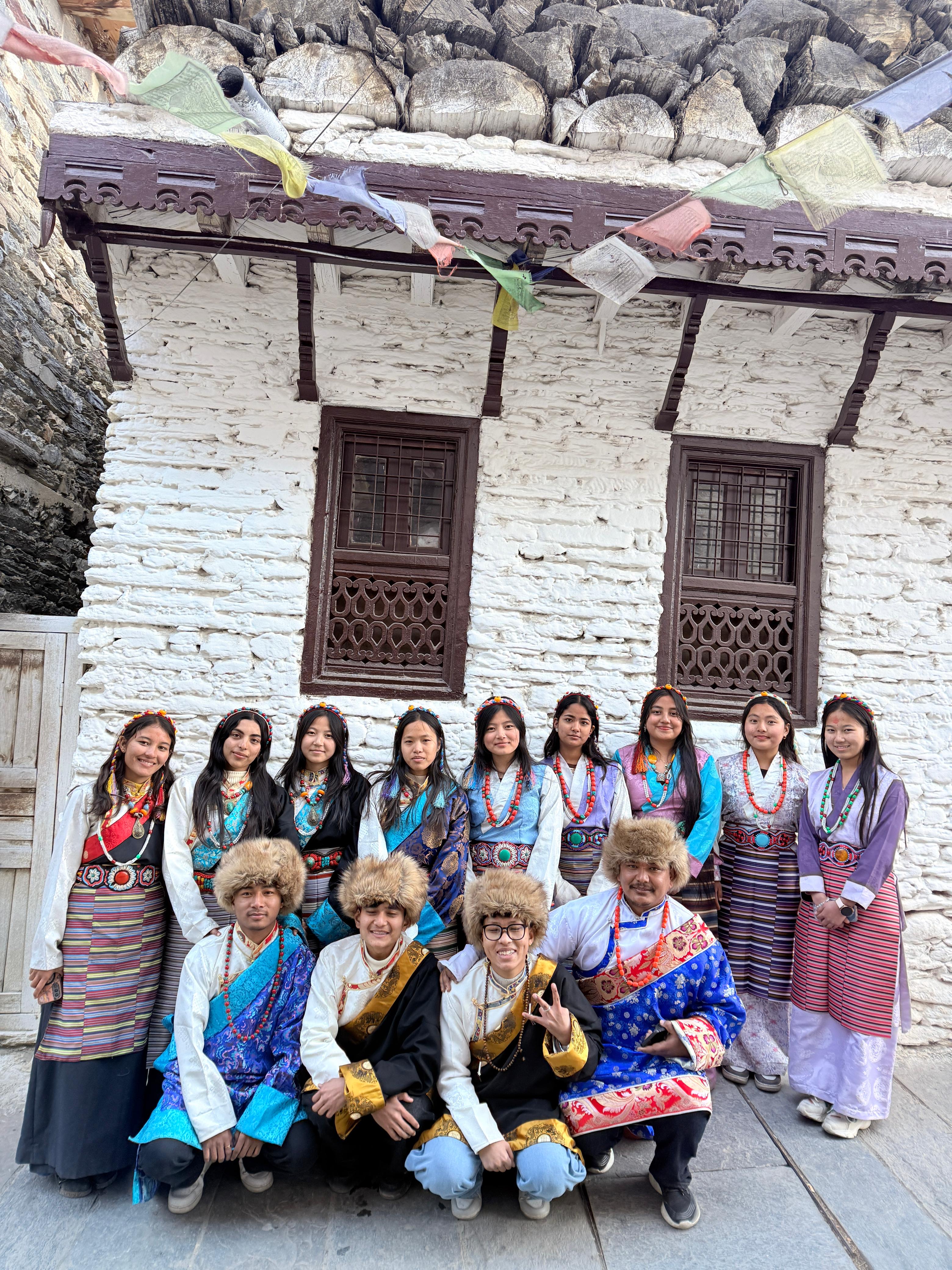 Rudra with clients in Mustang dress