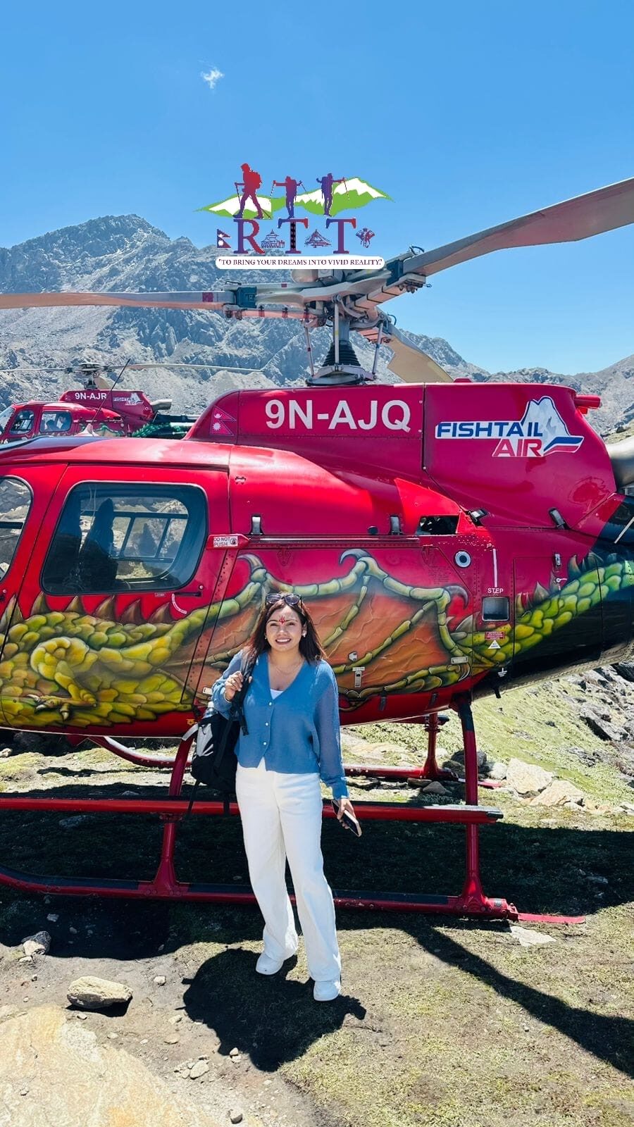 Client on a Fishtail helicopter tour